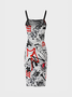 【Final Sale】Punk White Lace-Up Design Graffiti Halloween Dress Mini Dress