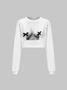 【Final Sale】Edgy White Body Print Top Hoodie & Sweatshirt