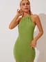 【Final Sale】Casual Green Dress Mini Dress
