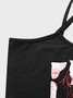 【Final Sale】Punk Black Lace-Up Design Graffiti Halloween Top Tank Top & Cami