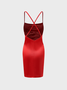 【Final Sale】Edgy Wine Red Lace Up Backless Valentine Dress Mini Dress
