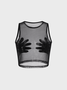 【Final Sale】Edgy Black Mesh Hand Party Top Tank Top & Cami
