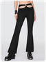 【Clearance Sale】Punk Black Cut Out Flare Metal Bottom Pants