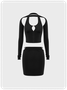 Punk Black Cut Out Halter Halloween Two-Piece Set