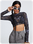 Edgy Black Mesh Cyberpunk Top Women Top