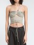Y2K Apricot Lace-Up Design Cut Out Top Tank Top & Cami