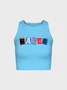 【Final Sale】Y2K Blue Letter Sleeveless Top Tank Top & Cami