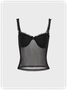 Y2K Black Lace hem Mesh Patchwork Top Tank Top & Cami