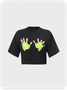 Edgy Black Graphic Hand painted Top T-Shirt