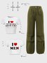Street Black Cargo Drawstring Bottom Pants