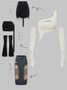 Y2K Off White Asymmetrical Design Arm Sleeves Cyberpunk Top Women Top
