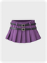 Y2K Black Pleated Double belt Bottom Skirt