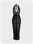 Edgy Black Knit wear Ripped Dress Midi Dress