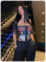 Street Black Figure Print Tube Top Top Women Top