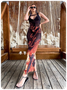 Edgy Black Body print Backless Dress Midi Dress