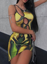 【Final Sale】Y2k Yellow Body print Dress Mini Dress