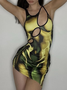 【Final Sale】Y2k Yellow Body print Dress Mini Dress