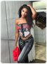 Street Black Figure Print Tube Top Top Women Top