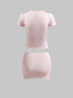 Short Sleeve Plain Top With Lace Hem Bowknot Skirt Set