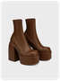 Chunky Heel Plain Y2K Sock Boots