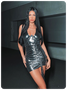 Y2k Deep Gray Cut out Wrinkled Dress Mini Dress