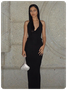 Punk Black Cut out Dress Midi Dress