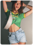 Jamaica Color block Basic Top T-Shirt