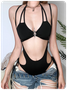 Jersey Cut Out Halter Plain Sleeveless Bodysuit