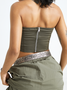 Twill Strapless Plain Tank Top With Belt