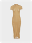 Half Turtleneck Plain Short Sleeve Maxi Dress