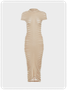 Half Turtleneck Plain Short Sleeve Maxi Dress