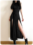 Side Slit Hoodie Plain Maxi Dress