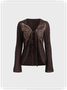 V Neck Butterfly Long Sleeve T-Shirt