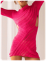Cut Out Plain Long Sleeve Short Sweater Dress