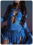 Cut Out Halter Tie Dye Long Sleeve Short Dress