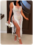 Tassel Details Side Slit Sleeveless Maxi Sweater Dress