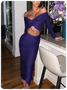 Texture Fabric Plain Top With Skirt Two-Piece Set