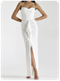 Split Strapless Plain Maxi Dress