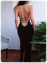 Backless Halter Plain Sleeveless Maxi Dress