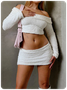 Fuzzy Plain Top With Skirt Set