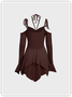 Irregular Hem Strapless Plain Long Sleeve Short Dress