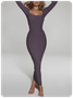 Square Neck Plain Long Sleeve Maxi Dress