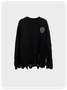 Hollow Out Crew Neck Cross Long Sleeve Sweater