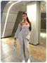 Knitted Hollow Out Halter Plain Sleeveless Jumpsuit