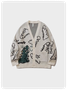 V Neck Animal Long Sleeve Cardigan