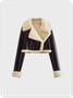 PU Shawl Collar Plain Long Sleeve Jacket