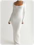 Crew Neck Plain Long Sleeve Maxi Dress