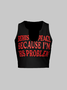 V Neck Text Letters Tank Top