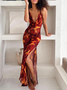Spaghetti Leopard Sleeveless Maxi Dress