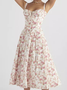 Square Neck Floral Gallus Maxi Dress